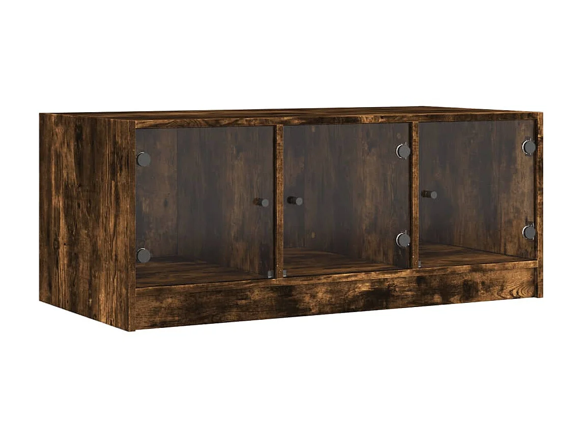 Mesa de centro c/ portas de vidro 102x50x42 cm carvalho fumado PT267990