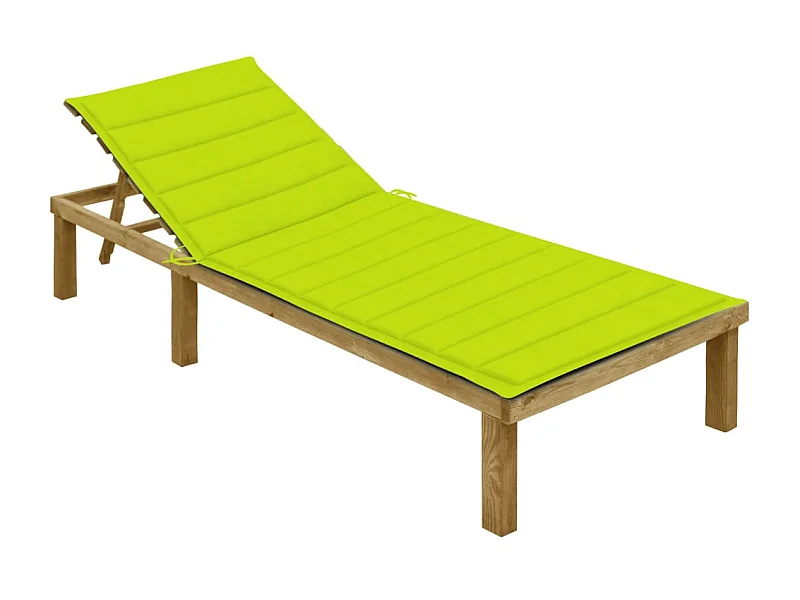 Bain de soleil avec coussin vert vif Bois de pin imprégné SEF36236
