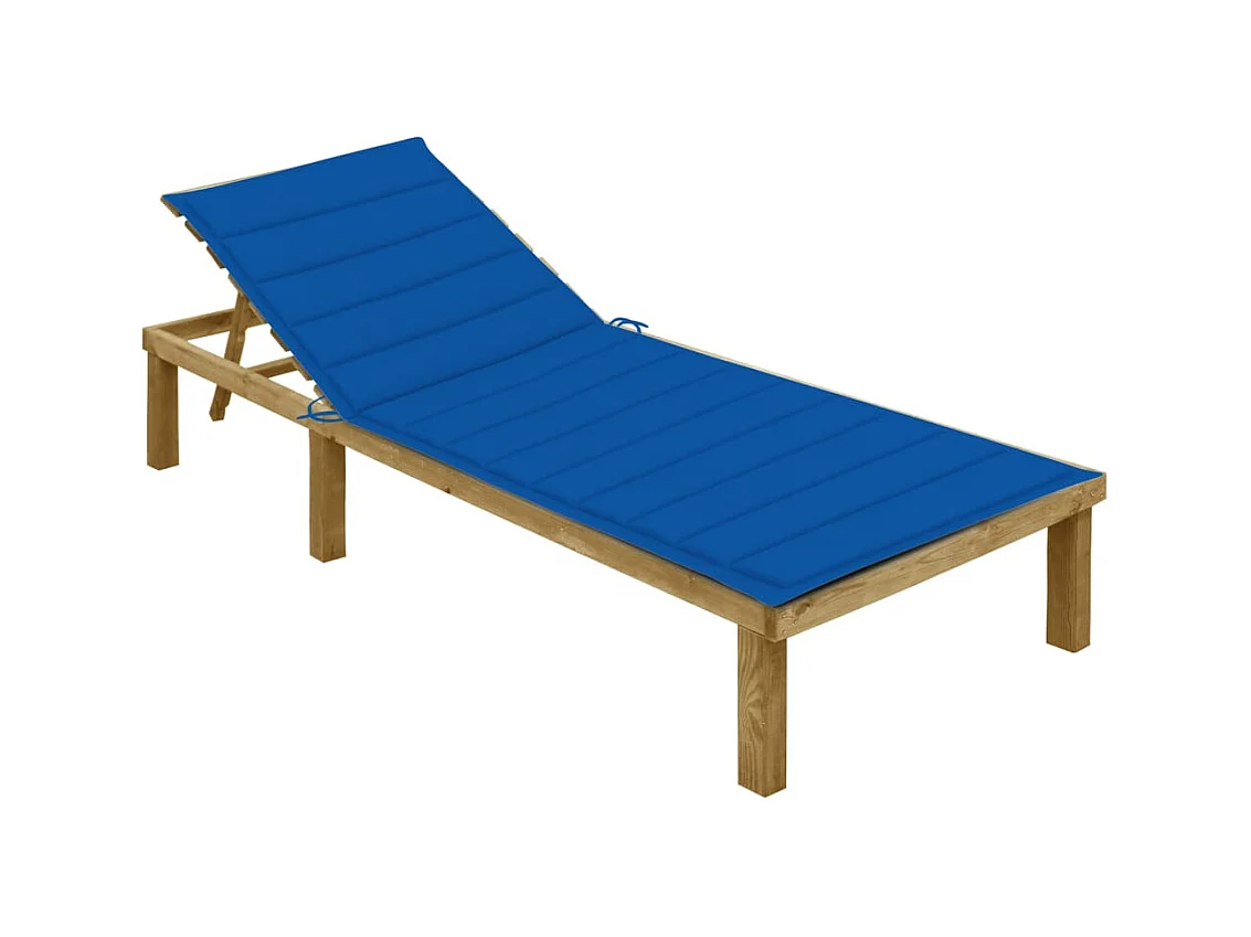 Bain de soleil avec coussin bleu royal Bois de pin imprégné SEF50303