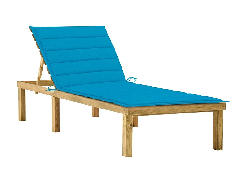 Bain de soleil avec coussin bleu Bois de pin imprégné SEF62995