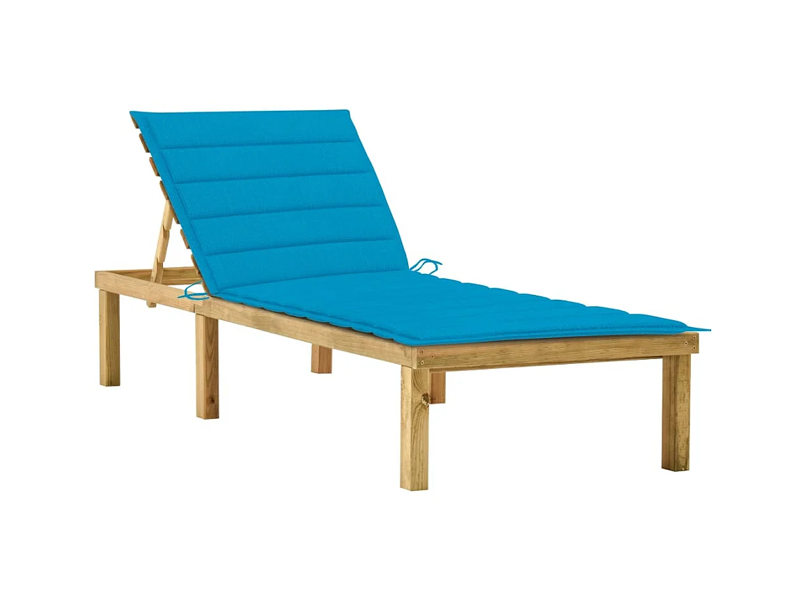 Bain de soleil avec coussin bleu Bois de pin imprégné SEF62995