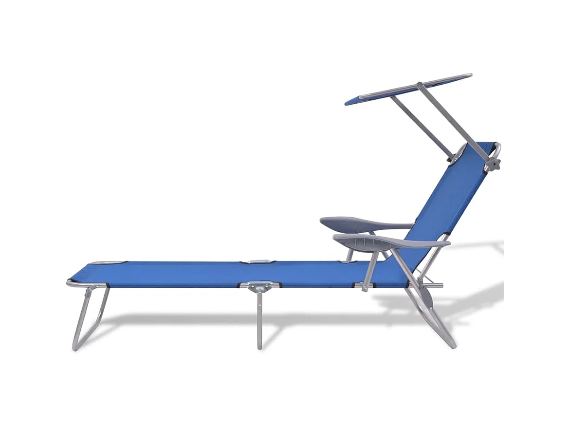 Ligbed met luifel staal blauw NL185335