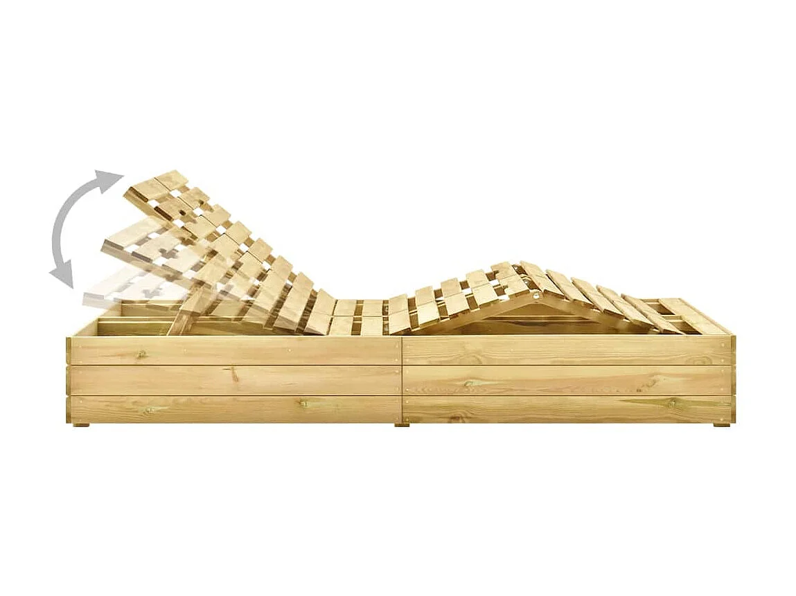 Bain de soleil double et coussin vert Bois de pin imprégné SEF72309