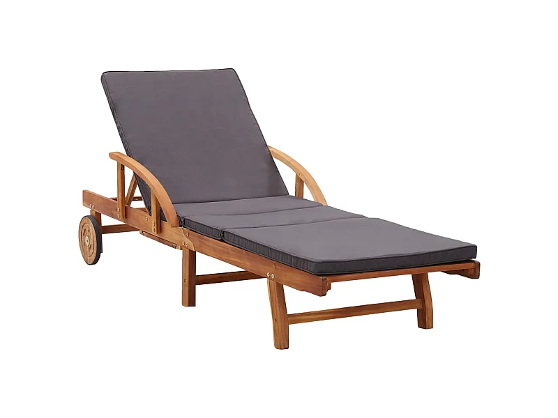 Bain de soleil avec coussin bois d'acacia solide SEF64107