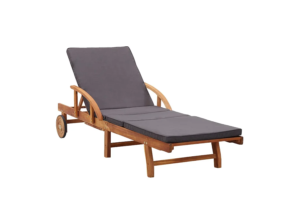 Bain de soleil avec coussin bois d'acacia solide SEF64107