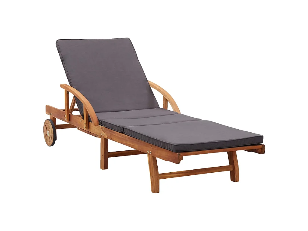 Bain de soleil avec coussin bois d'acacia solide SEF64107