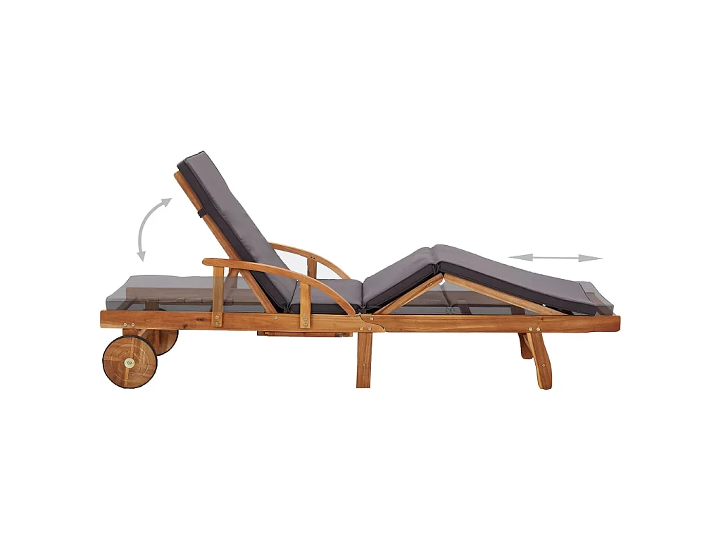 Bain de soleil avec coussin bois d'acacia solide SEF64107