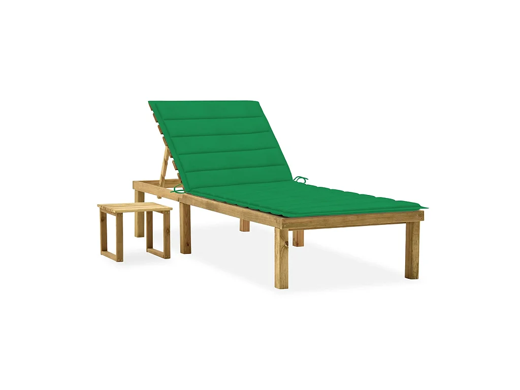 Bain de soleil de jardin avec table et coussin Pin imprégné SEF81678