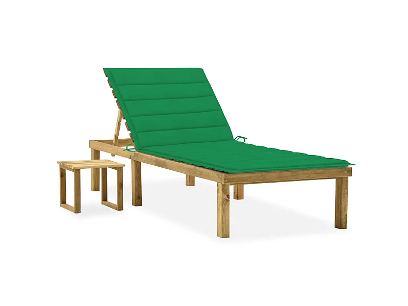 Bain de soleil de jardin avec table et coussin Pin imprégné SEF81678
