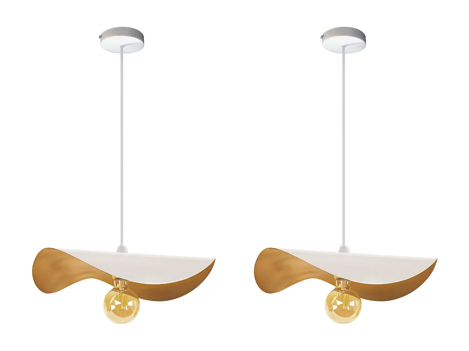 Suspensão TOSEL  MADAME LOT 2 metal chapéu de senhora preto dourado D40 x  H65  cm