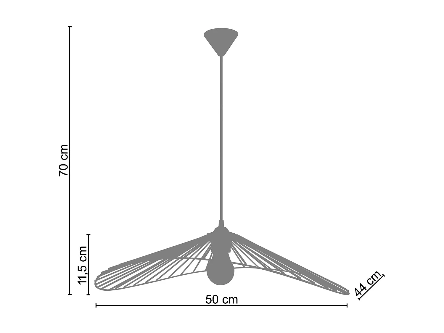 Suspensión  TOSEL ,metal,Bronce ,A 70x D44xP50cm