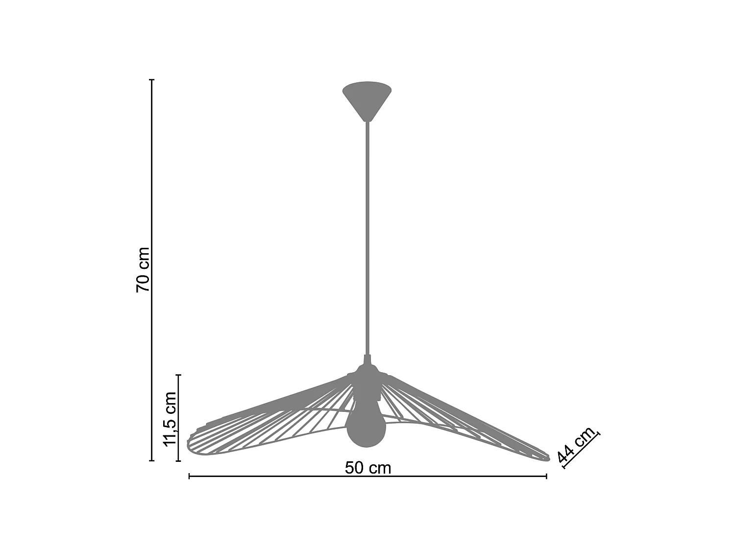 Suspension TOSEL ,métal,Cuivre ,H 70x D44xP50cm