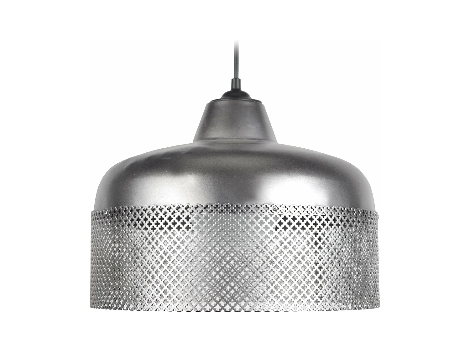 Suspension dôme métal perforé aluminium  noir 80 cm.