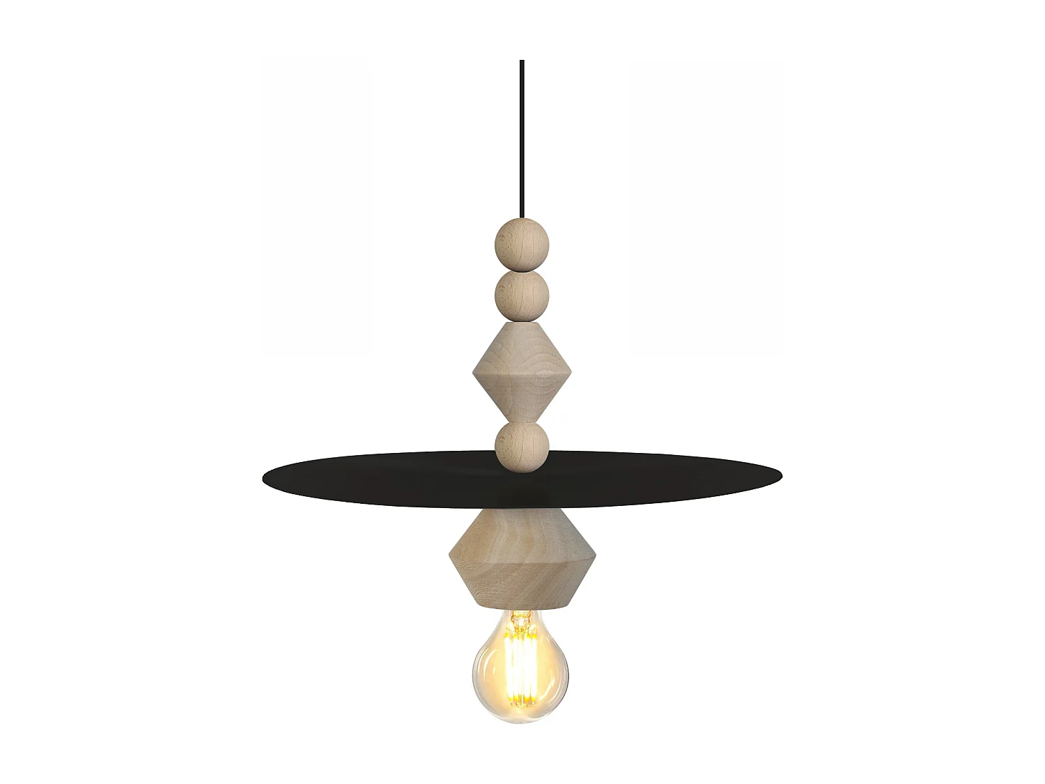 Suspensión  TOSEL ,madera,Negro ,A60xD 10xP10cm