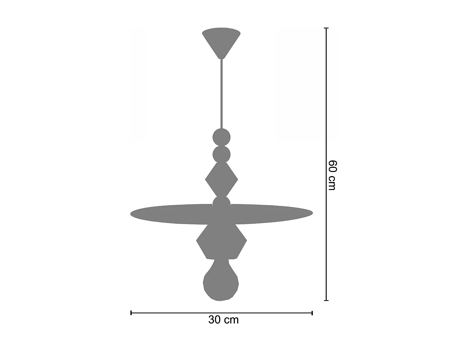 Suspension TOSEL ,bois,Noir ,H60xD 10xP10cm