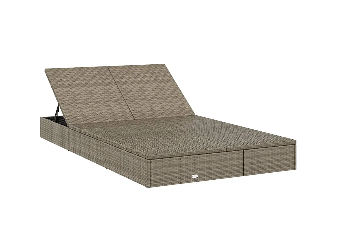 Bain de soleil à 2 places avec coussins gris résine tressée SEF68064