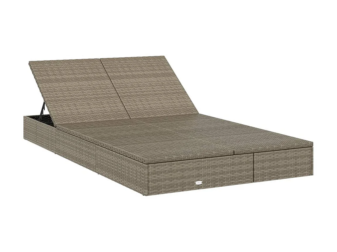 Bain de soleil à 2 places avec coussins gris résine tressée SEF68064