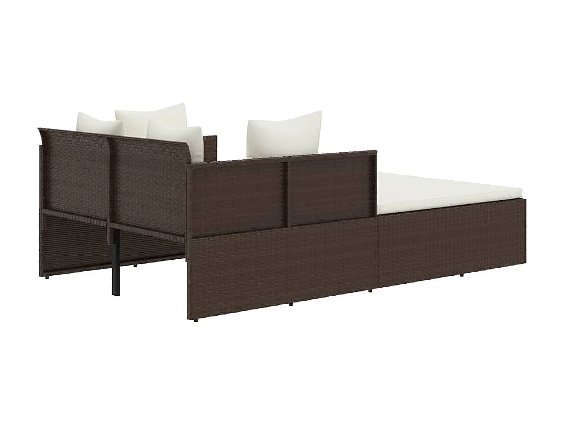 Bain de soleil avec coussins marron 182x118x63 cm résine tressée SEF45785