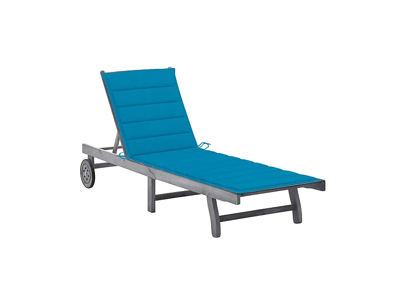 Bain de soleil avec coussin Gris Bois d'acacia solide PEWV73268