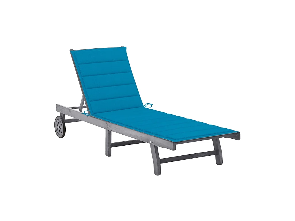 Bain de soleil avec coussin Gris Bois d'acacia solide PEWV73268