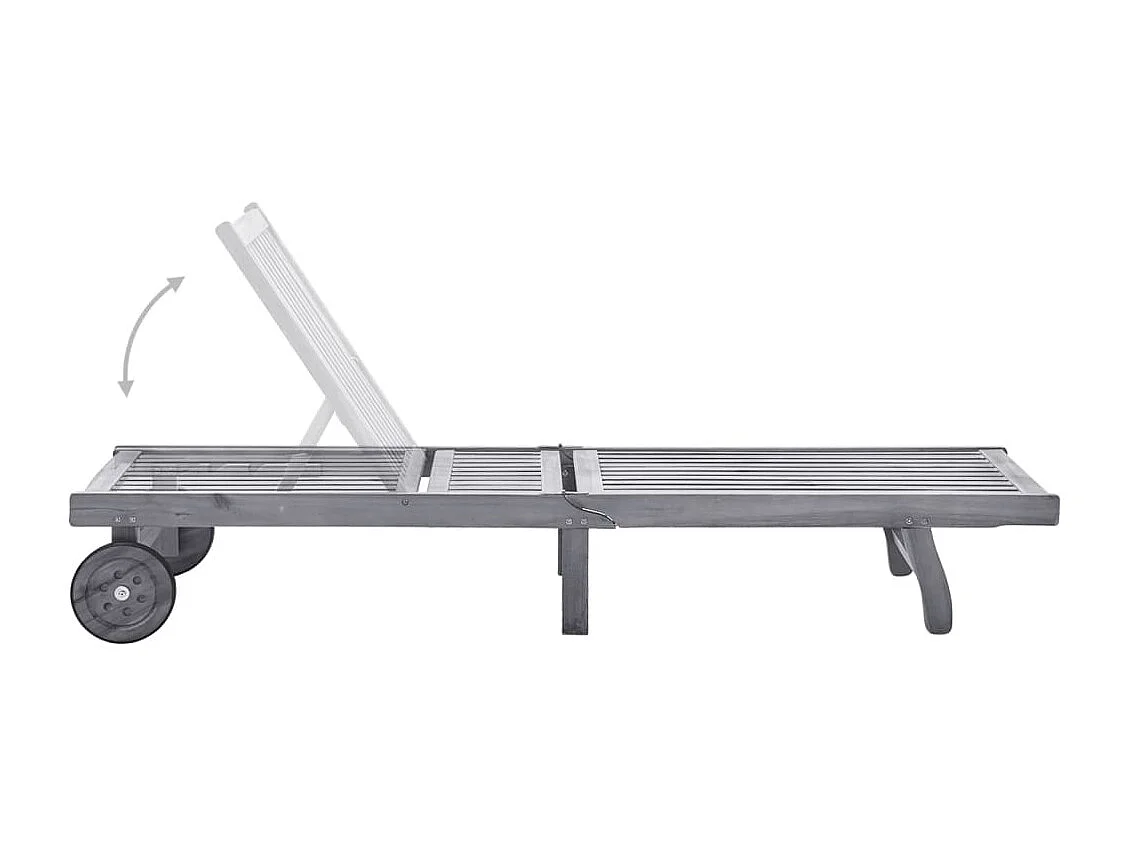 Ligbed met kussen massief acaciahout grijs NL228626