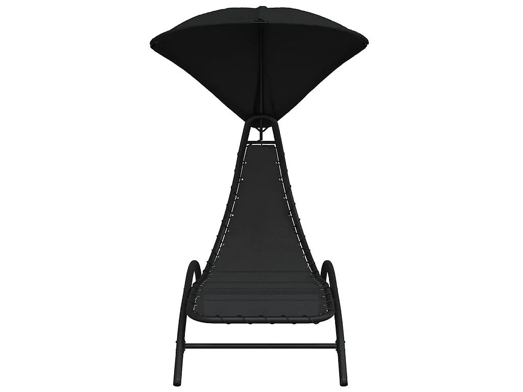 Bain de soleil avec auvent noir 167x80x195 cm tissu et acier PEWV61923