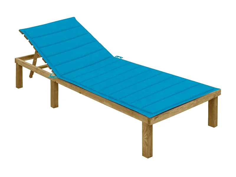 Bain de soleil avec coussin bleu Bois de pin imprégné SEF92198