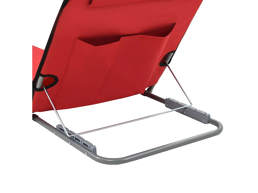 Bains de soleil pliables 2 pcs Acier et tissu Rouge PEWV22157