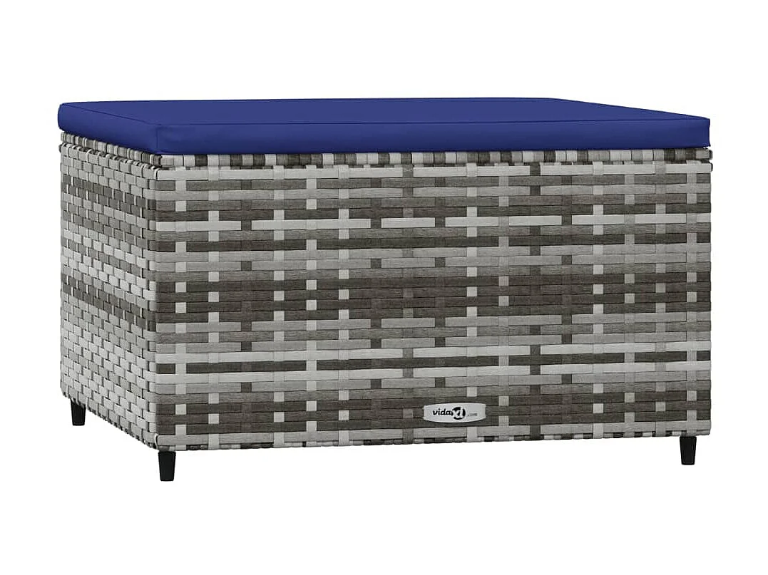 Apoios de pés para jardim com almofadões 2 pcs vime PE cinzento PT765682