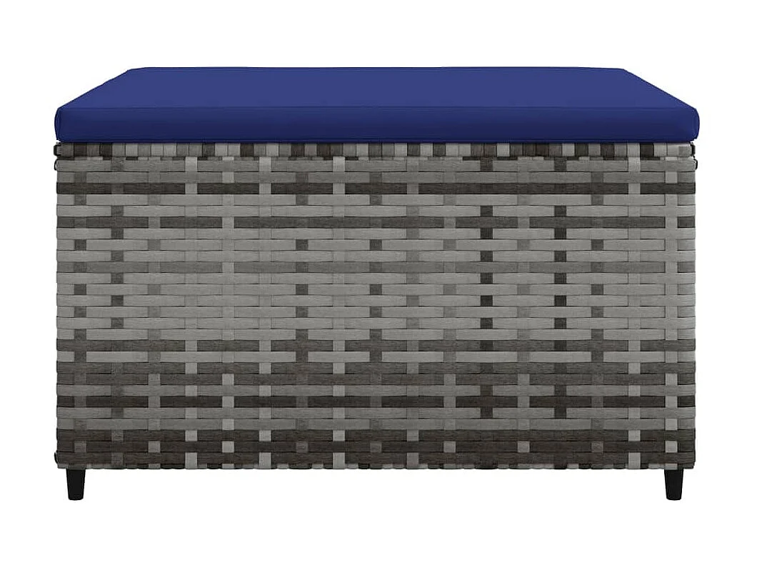 Apoios de pés para jardim com almofadões 2 pcs vime PE cinzento PT765682