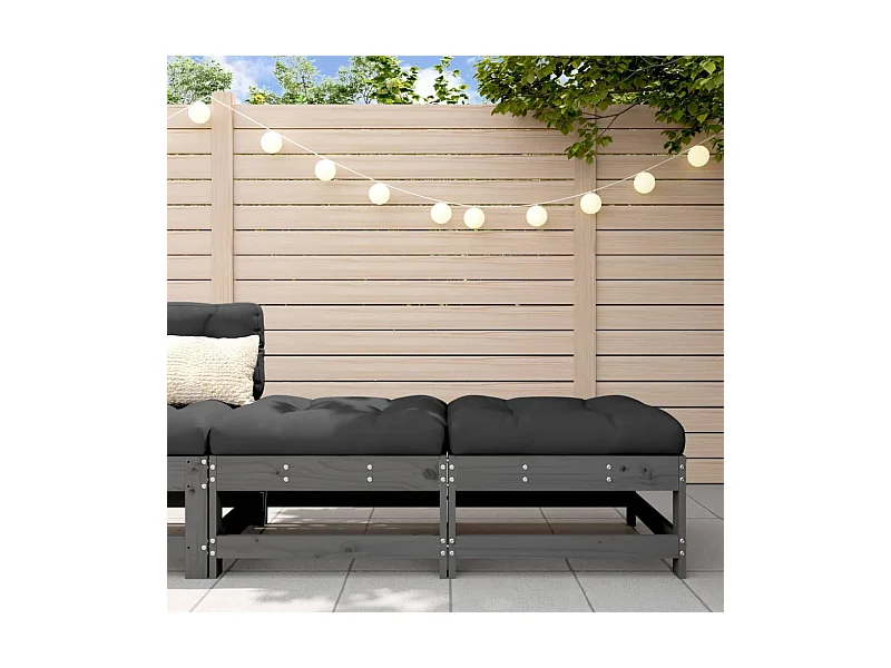 Repose-pieds de jardin et coussins 2pcs gris bois de pin massif LQF53496