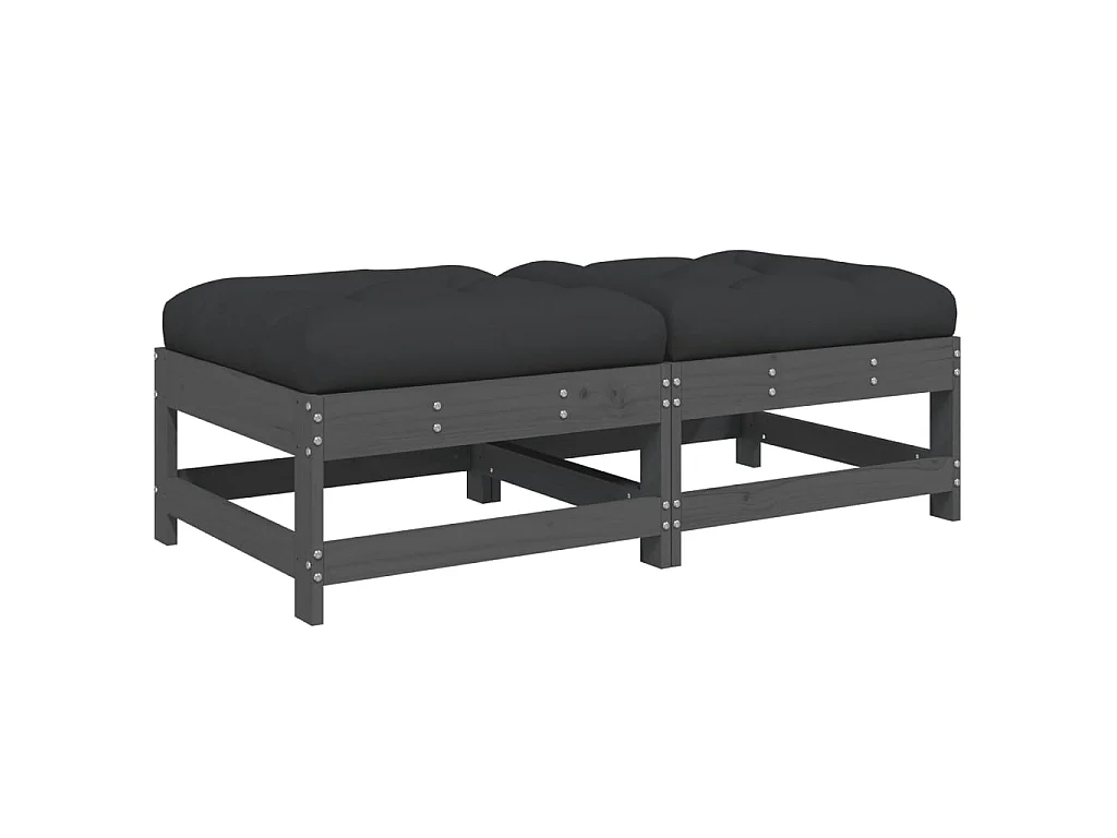 Tuinvoetenbanken met kussens 2 st massief grenenhout grijs NL630495
