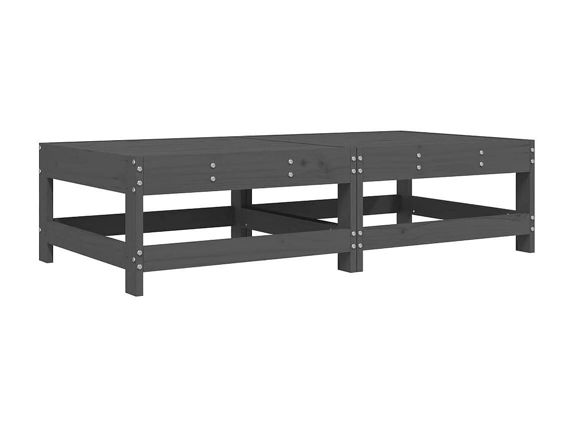 Tuinvoetenbanken met kussens 2 st massief grenenhout grijs NL630495