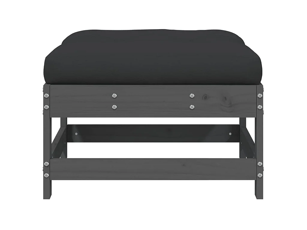 Repose-pieds de jardin et coussins 2pcs gris bois de pin massif LQF53496