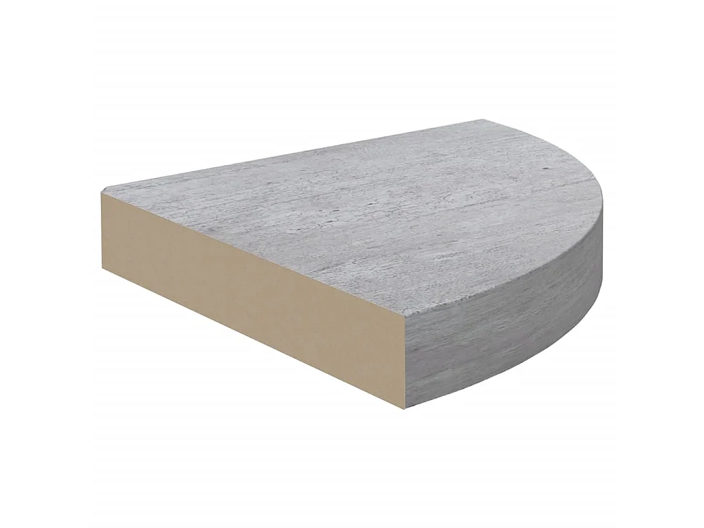 Étagères d'angle murales 2 pcs Gris béton 35x35x3,8 cm MDF OFR86592 BonneVie Meuble