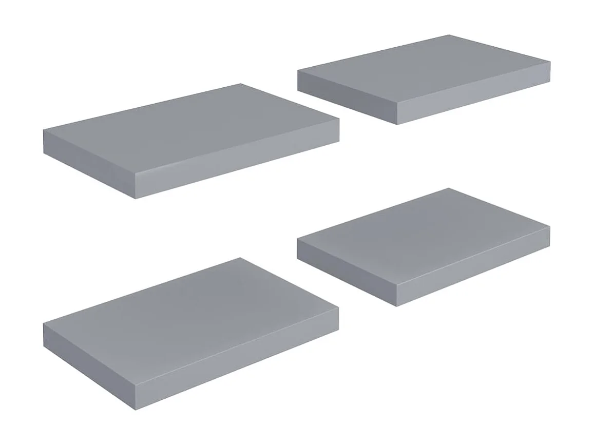 Étagères murales murales 4 pcs Gris 40x23x3,8 cm MDF OFR15851 BonneVie Meuble