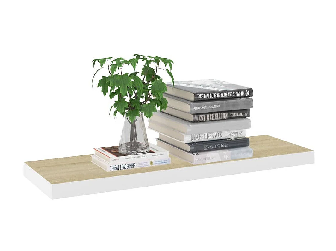 Étagères murales 4 pcs chêne et blanc 80x23,5x3,8 cm MDF OFR18943 BonneVie Meuble