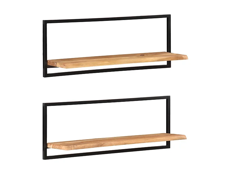 Estantes de pared 2 unidades madera maciza acacia 100x24x35 cm ES75214