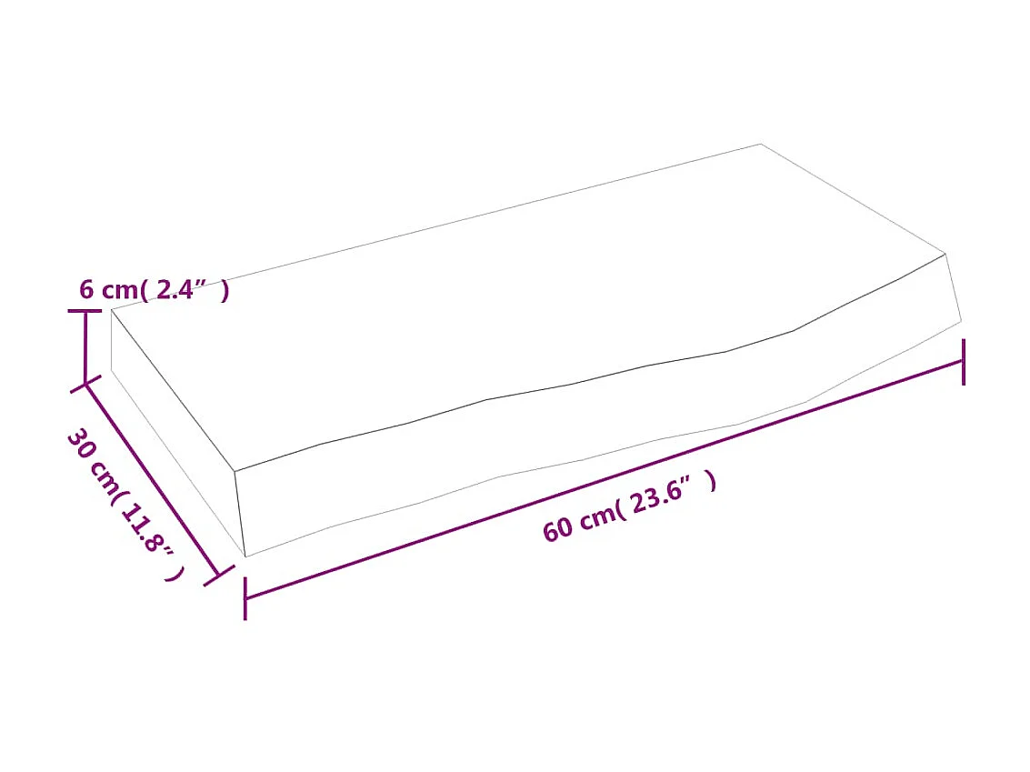 Étagère murale marron clair bois chêne massif traité OFR39100 BonneVie Meuble