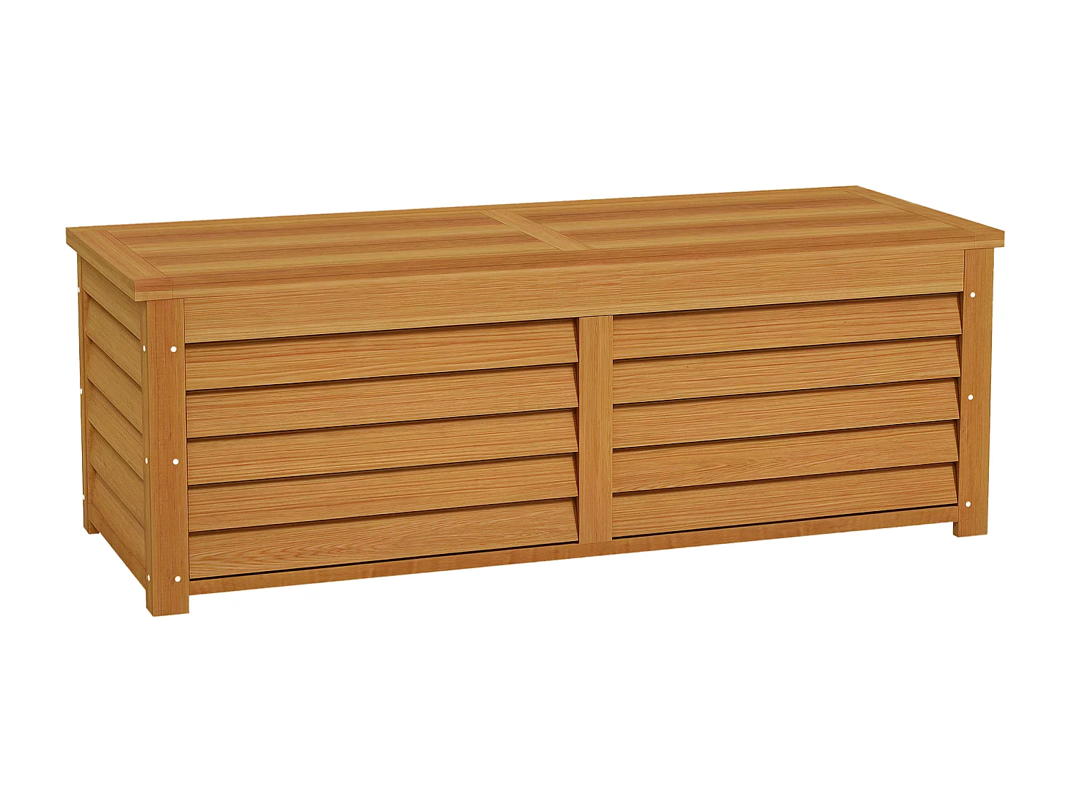Coffre de rangement extérieur 176L - dim. 130L x 50l x 45H cm - poignée - bois marron