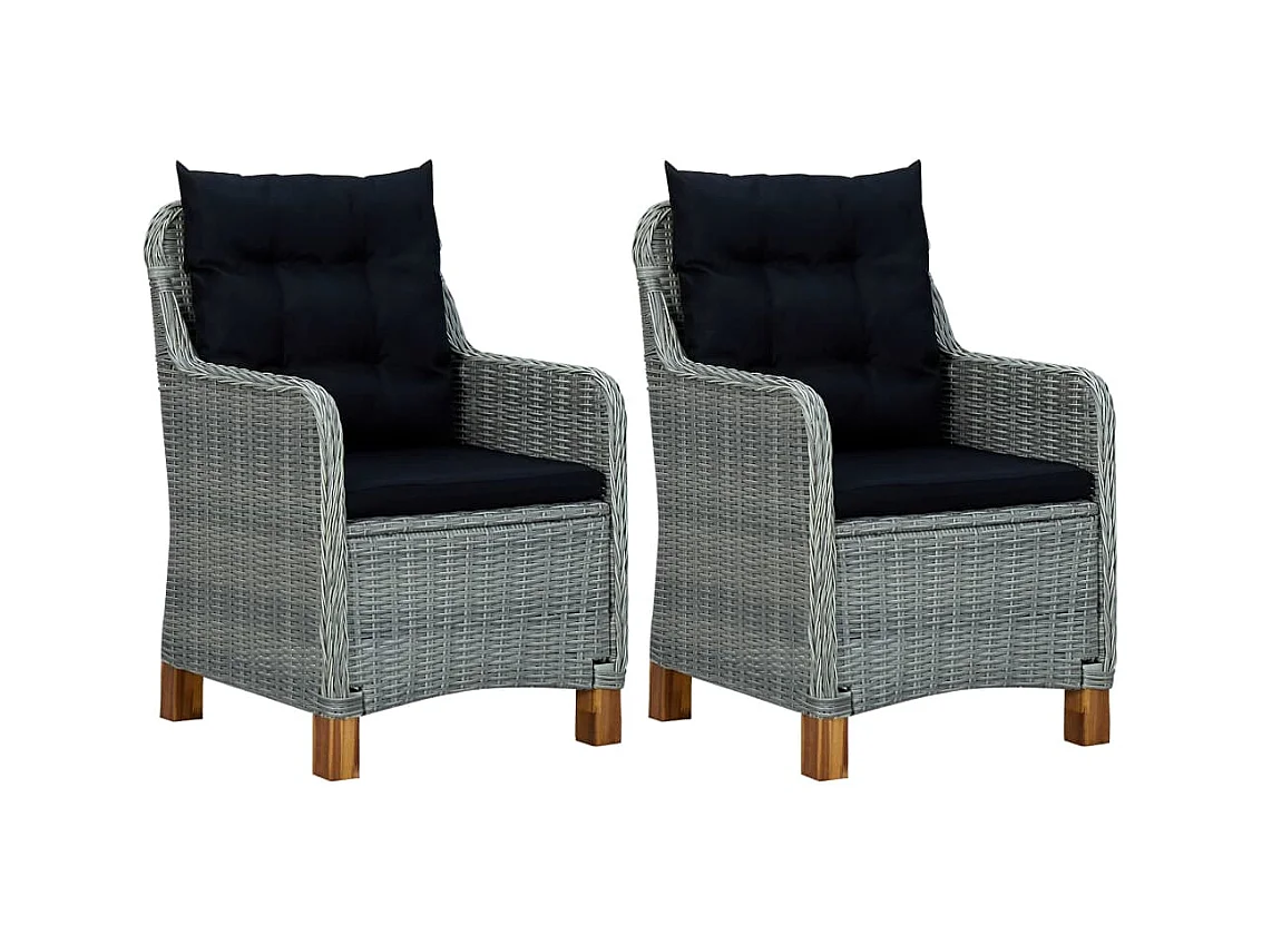 Chaises de jardin avec coussins 2 pcs Résine tressée Gris clair SEF91335