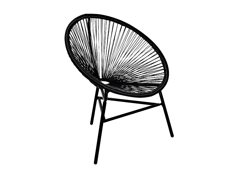 Silla redonda de jardín ratán sintético negro KOW26651