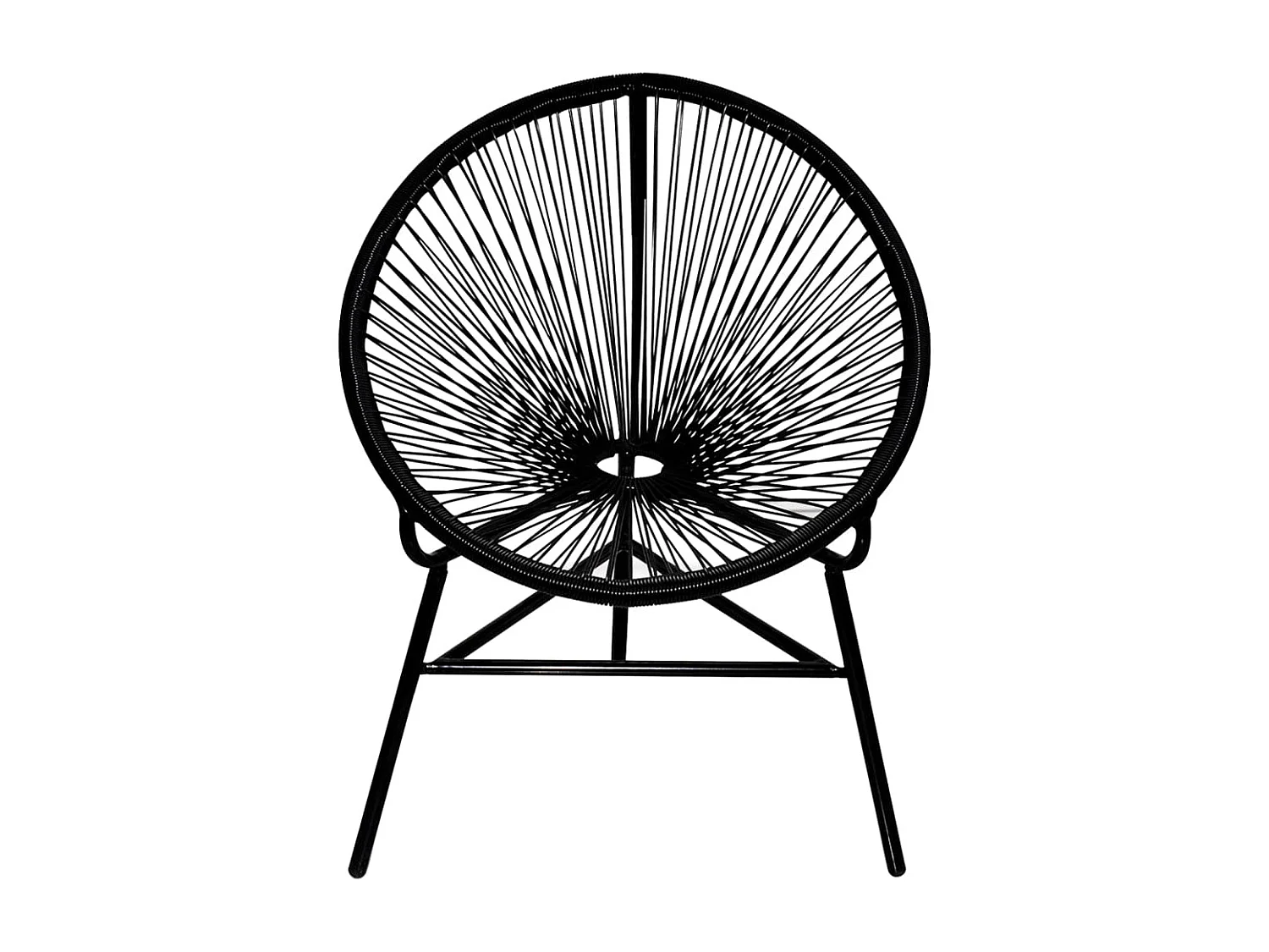 Chaise de jardin forme de lune Résine tressée Noir SEF73583