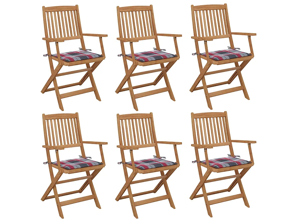 Klappbare Gartenstühle 6 Stk.| Outdoor-Stuhl mit Kissen Massivholz Akazie -gkd98953