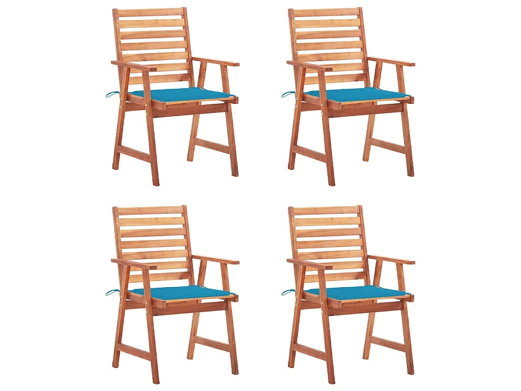 Juego de 4 Sillas comedor de jardín y cojines madera maciza acacia KOW96694