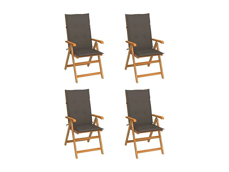 Chaises de jardin 4 pcs avec coussins taupe Bois de teck massif SEF95618
