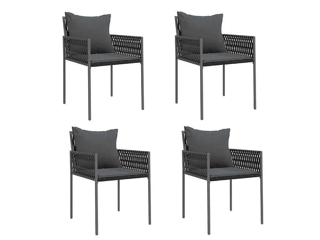 Cadeiras jardim c/ almofadões 4 pcs 54x61x83 cm vime PE preto PT565957