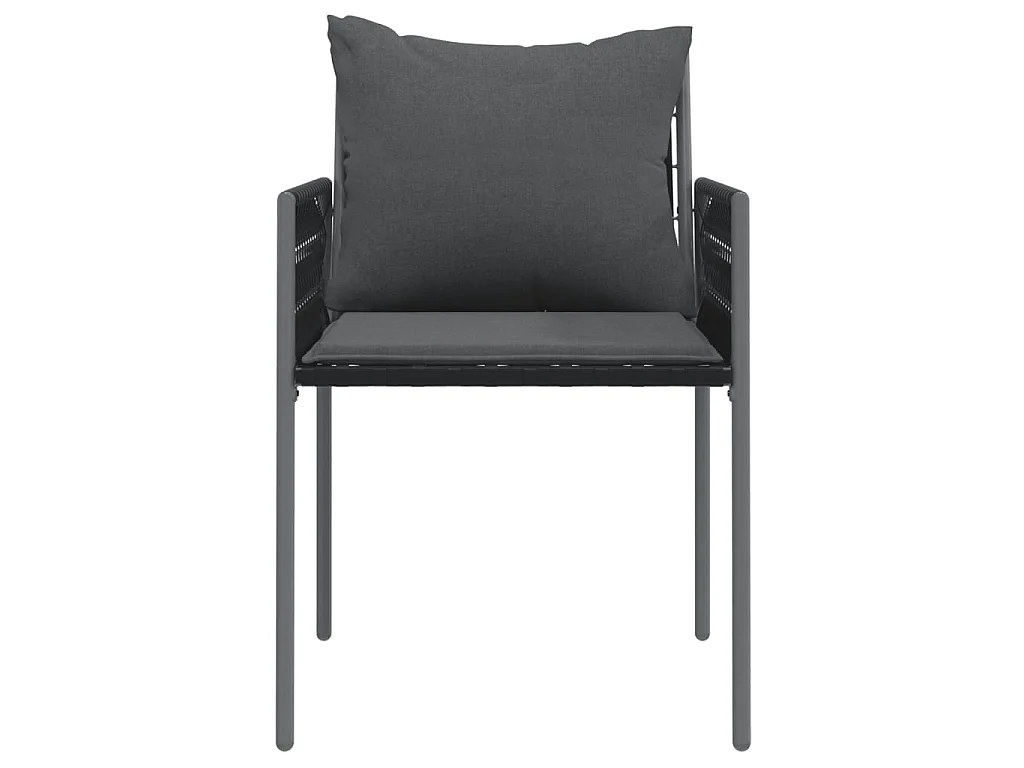 Cadeiras jardim c/ almofadões 4 pcs 54x61x83 cm vime PE preto PT565957