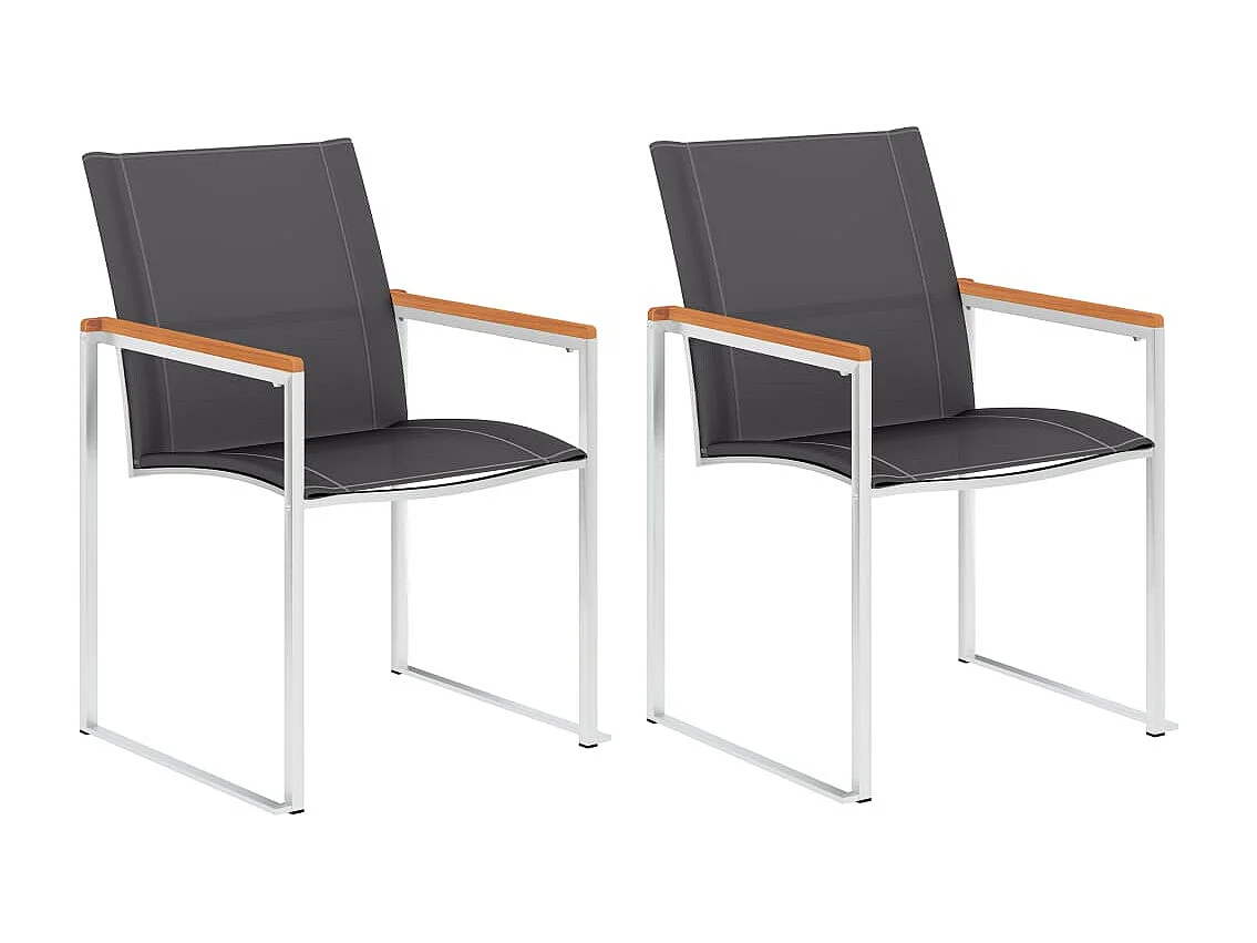 Chaises de jardin 2 pcs Textilène et acier inoxydable Gris SEF85366
