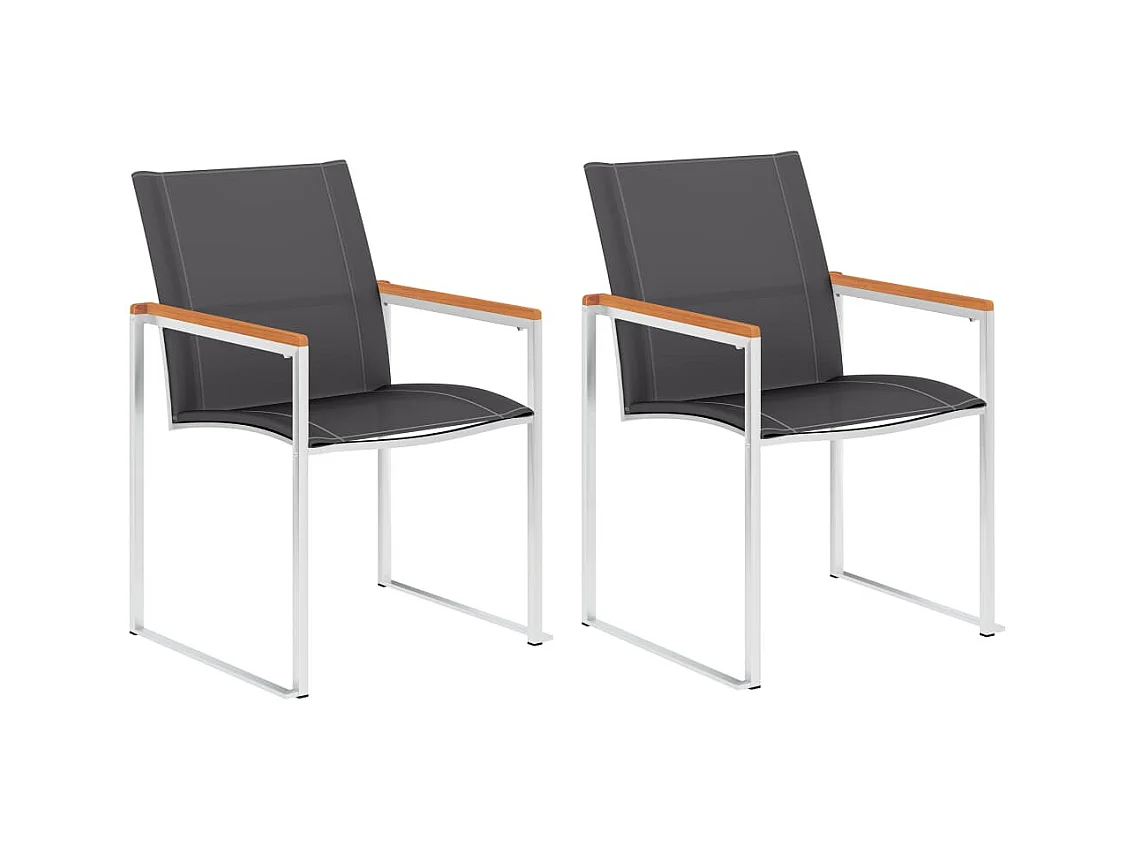 Tuinstoelen 2 st textileen en roestvrij staal grijs NL76430